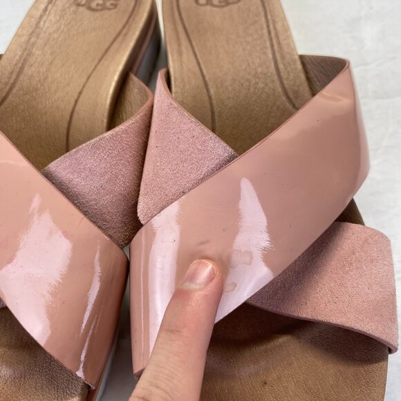 UGG Kari Slide Sandals Crisscross Pink Leather Suede Size 8.5-1107889 - Picture 8 of 16